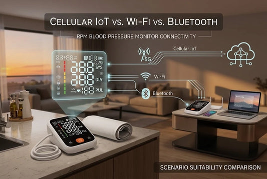 Cellular IoT vs. Wi-Fi vs. Bluetooth: Architecture Comparison & Scenario Suitability for RPM Blood Pressure Monitors