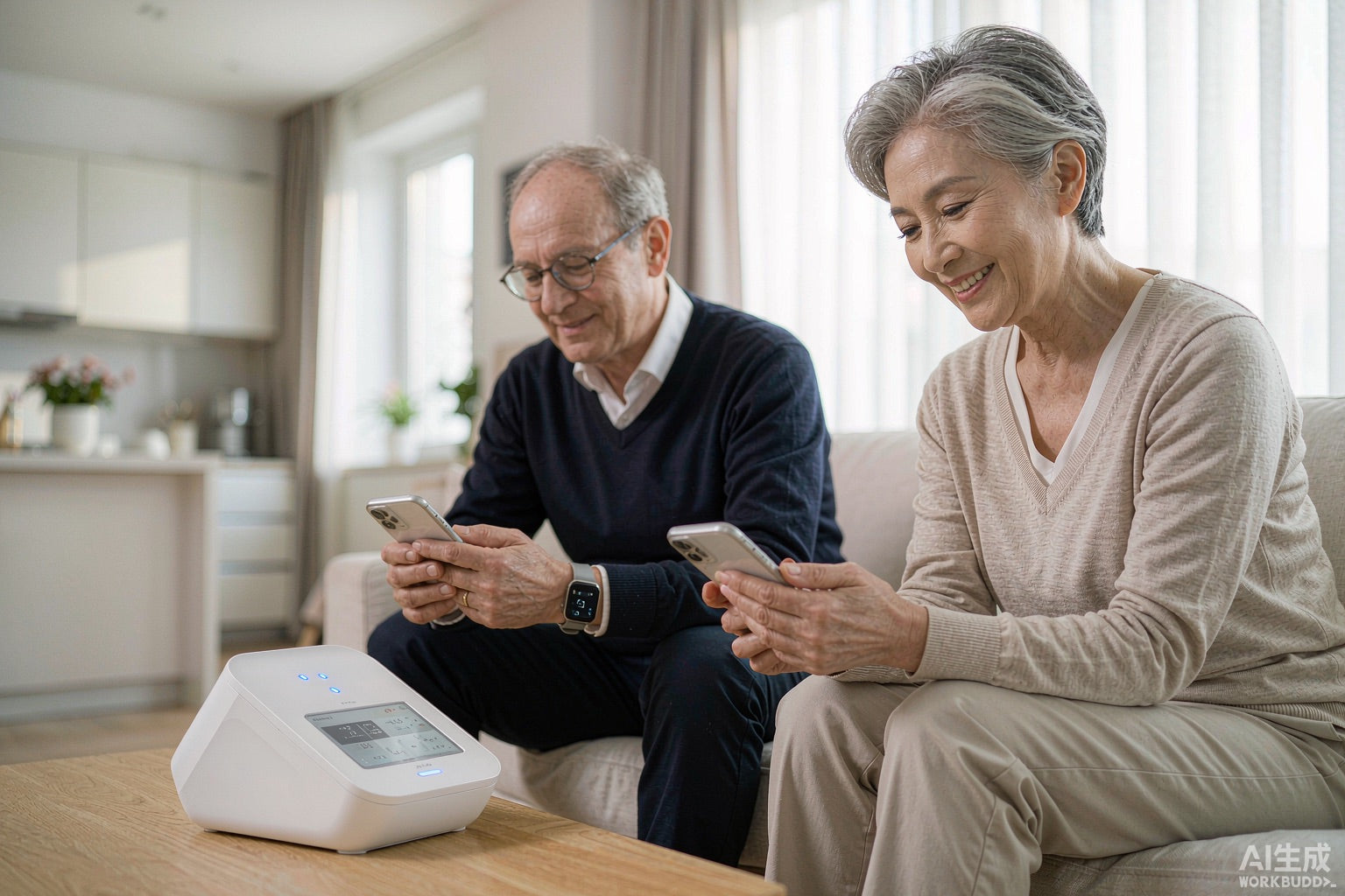 ValenceRCS cellular remote care hardware in a connected home care setting — 4G blood pressure monitor, pulse oximeter, thermometer and body weight scale